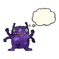 cartoon alien monster with thought bubble N3