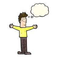 cartoon happy man with thought bubble N157