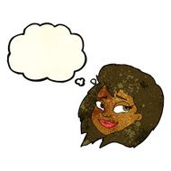 cartoon happy female face with thought bubble N66