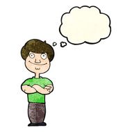 cartoon happy man with thought bubble N158