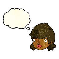 cartoon staring girl with thought bubble N4