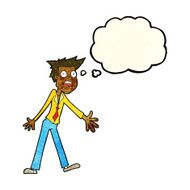 cartoon stressed man with thought bubble N26