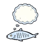 cartoon fish with thought bubble N29