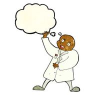 cartoon mad scientist with thought bubble N4