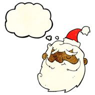 cartoon santa claus face with thought bubble N3