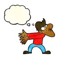 cartoon annoyed man gesturing with thought bubble N4