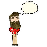 cartoon serious man with beard thought bubble N7