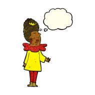 cartoon queen with thought bubble N4