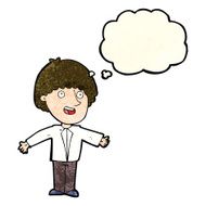 cartoon happy man with thought bubble N160