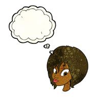cartoon pretty female face pouting with thought bubble N4