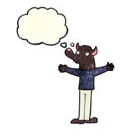 cartoon friendly werewolf with thought bubble N3