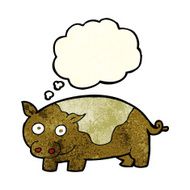 cartoon pig with thought bubble N7