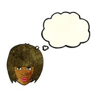 cartoon annoyed girl with big hair thought bubble N4