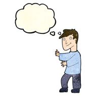 cartoon happy man with thought bubble N161