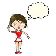 cartoon waitress making hand gesture with thought bubble N4