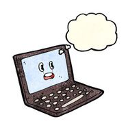 cartoon laptop computer with thought bubble N4