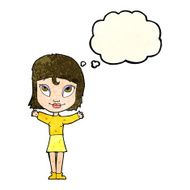 cartoon woman with open arms thought bubble N35