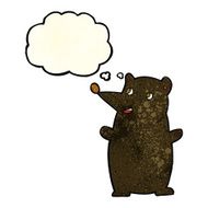 funny cartoon black bear with thought bubble N8