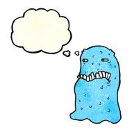 cartoon gross ghost with thought bubble N12