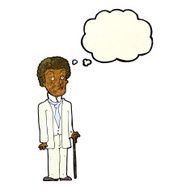 cartoon unhappy gentleman with thought bubble N4
