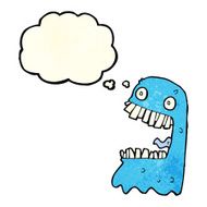 cartoon gross ghost with thought bubble N13