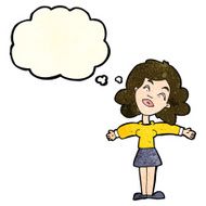 cartoon woman with open arms thought bubble N36