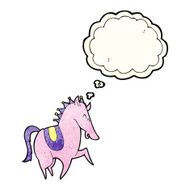 cartoon prancing horse with thought bubble N3