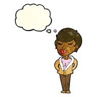 cartoon cool relaxed woman with thought bubble N4