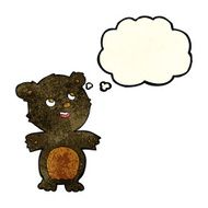 cartoon happy little black bear with thought bubble N4