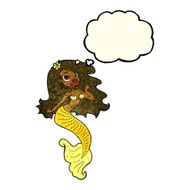 cartoon pretty mermaid with thought bubble N13