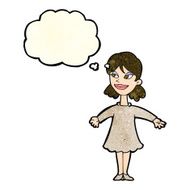 cartoon woman with open arms thought bubble N37