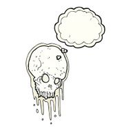 cartoon scary skull with thought bubble N7