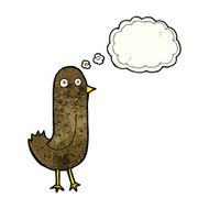 funny cartoon bird with thought bubble N44