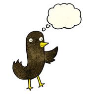 funny cartoon bird with thought bubble N45