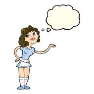 cartoon waitress serving with thought bubble N4