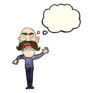cartoon angry old man with thought bubble N51