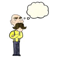 cartoon angry old man with thought bubble N52