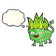 cartoon little demon with thought bubble N11