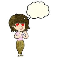 cartoon woman in love with thought bubble N4