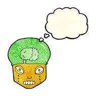 cartoon spooky robot head with thought bubble N4