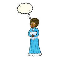 cartoon shocked victorian woman with thought bubble N4