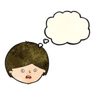 cartoon unhappy boy with thought bubble N21