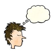 cartoon male face with thought bubble N7