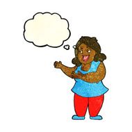 cartoon woman singing with thought bubble N2