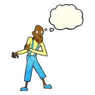 cartoon old man having heart attack with thought bubble N4
