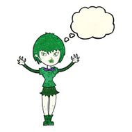 cartoon vampire girl with thought bubble N85