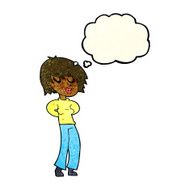 cartoon woman whistling with thought bubble N4