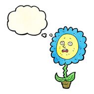 cartoon flower with face thought bubble N10