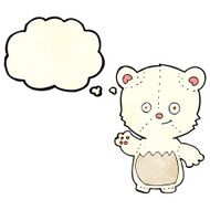 cartoon polar bear cub waving with thought bubble N4