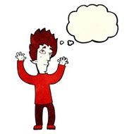 cartoon vampire giving up with thought bubble N4